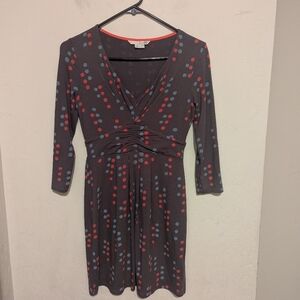 NWOT Boden Grey With Red And Blue Dots Dress Size 2P
